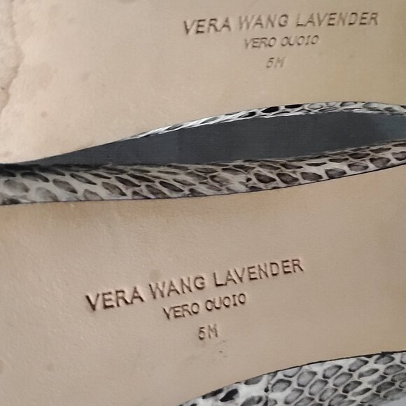 ❤️VERA WANG LAVENDER Python Snake Peep Toe Platform Stiletto Pumps Shoes Sz 5 - Picture 8 of 8